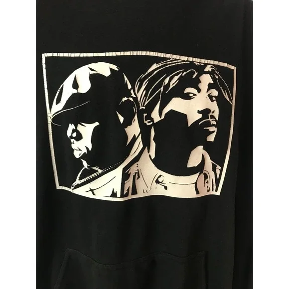 Unbranded Vtg Hip Hop Biggie vs Tupac East Coast vs West Coast Pullover Hoodie - Picture 3 of 8